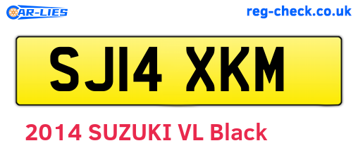 SJ14XKM are the vehicle registration plates.