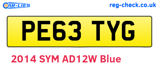 PE63TYG are the vehicle registration plates.