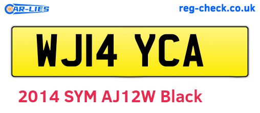 WJ14YCA are the vehicle registration plates.