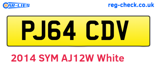 PJ64CDV are the vehicle registration plates.