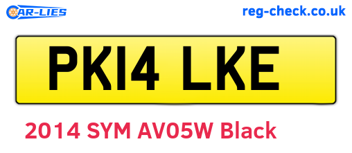 PK14LKE are the vehicle registration plates.