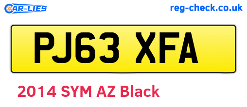 PJ63XFA are the vehicle registration plates.