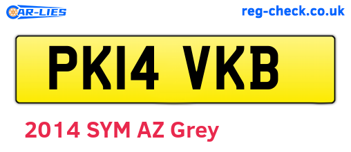 PK14VKB are the vehicle registration plates.