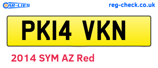 PK14VKN are the vehicle registration plates.