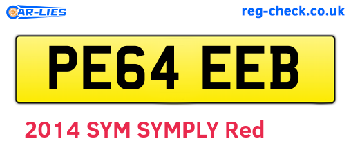 PE64EEB are the vehicle registration plates.