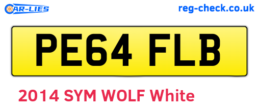 PE64FLB are the vehicle registration plates.