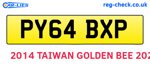 PY64BXP are the vehicle registration plates.