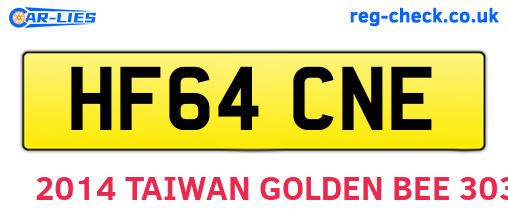 HF64CNE are the vehicle registration plates.