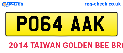 PO64AAK are the vehicle registration plates.