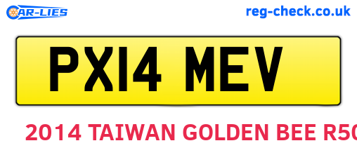 PX14MEV are the vehicle registration plates.