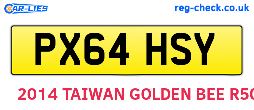 PX64HSY are the vehicle registration plates.