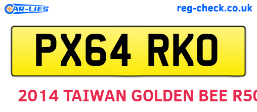 PX64RKO are the vehicle registration plates.