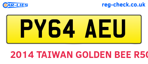 PY64AEU are the vehicle registration plates.