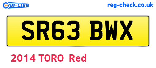 SR63BWX are the vehicle registration plates.