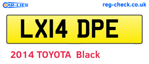 LX14DPE are the vehicle registration plates.