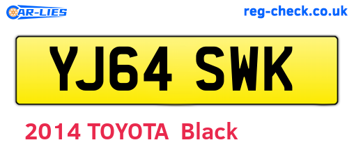 YJ64SWK are the vehicle registration plates.