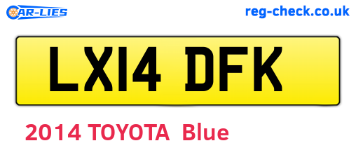 LX14DFK are the vehicle registration plates.