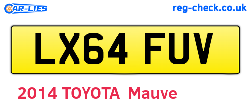 LX64FUV are the vehicle registration plates.