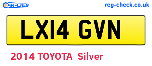 LX14GVN are the vehicle registration plates.