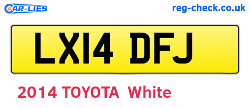 LX14DFJ are the vehicle registration plates.