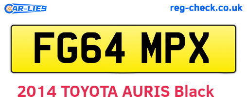 FG64MPX are the vehicle registration plates.
