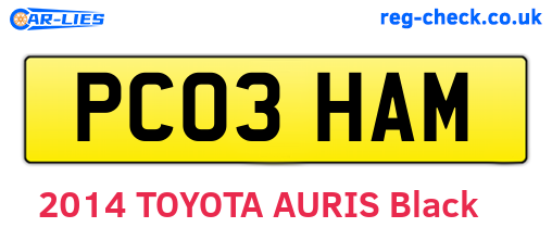 PC03HAM are the vehicle registration plates.