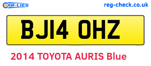 BJ14OHZ are the vehicle registration plates.