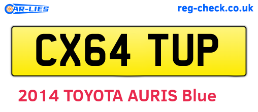 CX64TUP are the vehicle registration plates.