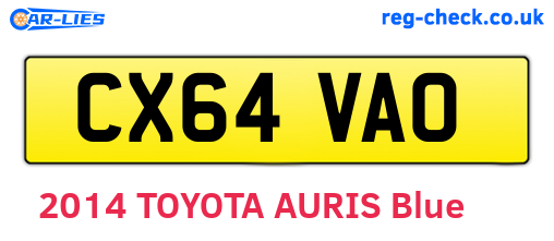 CX64VAO are the vehicle registration plates.