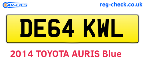 DE64KWL are the vehicle registration plates.