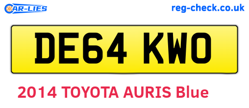 DE64KWO are the vehicle registration plates.
