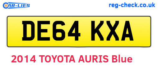 DE64KXA are the vehicle registration plates.