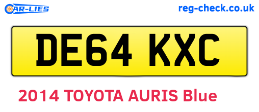 DE64KXC are the vehicle registration plates.