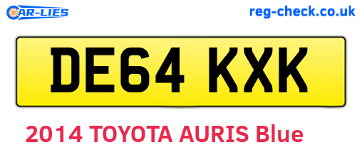 DE64KXK are the vehicle registration plates.