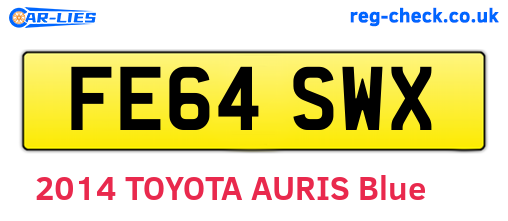 FE64SWX are the vehicle registration plates.