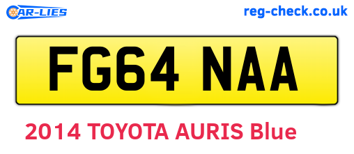 FG64NAA are the vehicle registration plates.
