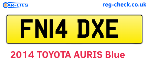 FN14DXE are the vehicle registration plates.