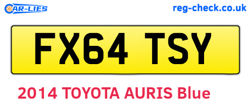 FX64TSY are the vehicle registration plates.