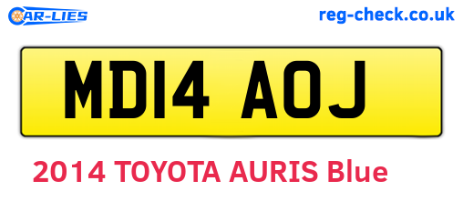 MD14AOJ are the vehicle registration plates.