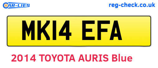 MK14EFA are the vehicle registration plates.