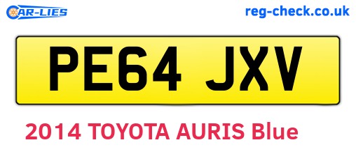 PE64JXV are the vehicle registration plates.