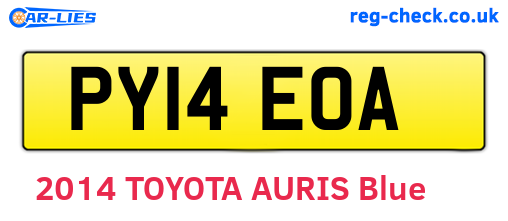 PY14EOA are the vehicle registration plates.