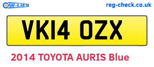 VK14OZX are the vehicle registration plates.