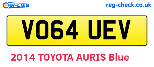 VO64UEV are the vehicle registration plates.