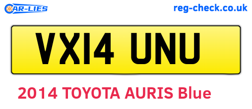 VX14UNU are the vehicle registration plates.