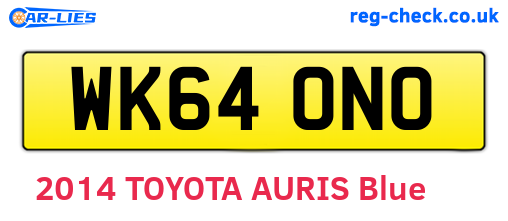WK64ONO are the vehicle registration plates.