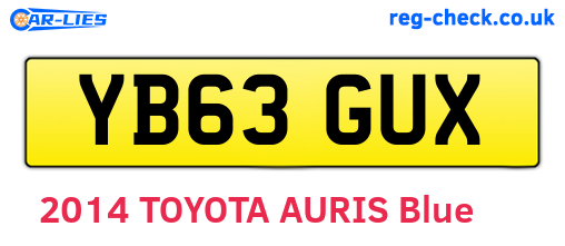 YB63GUX are the vehicle registration plates.