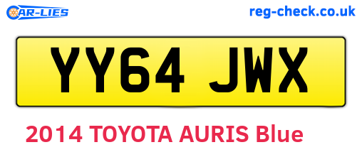 YY64JWX are the vehicle registration plates.