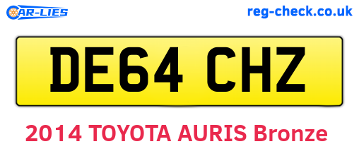 DE64CHZ are the vehicle registration plates.