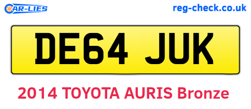 DE64JUK are the vehicle registration plates.
